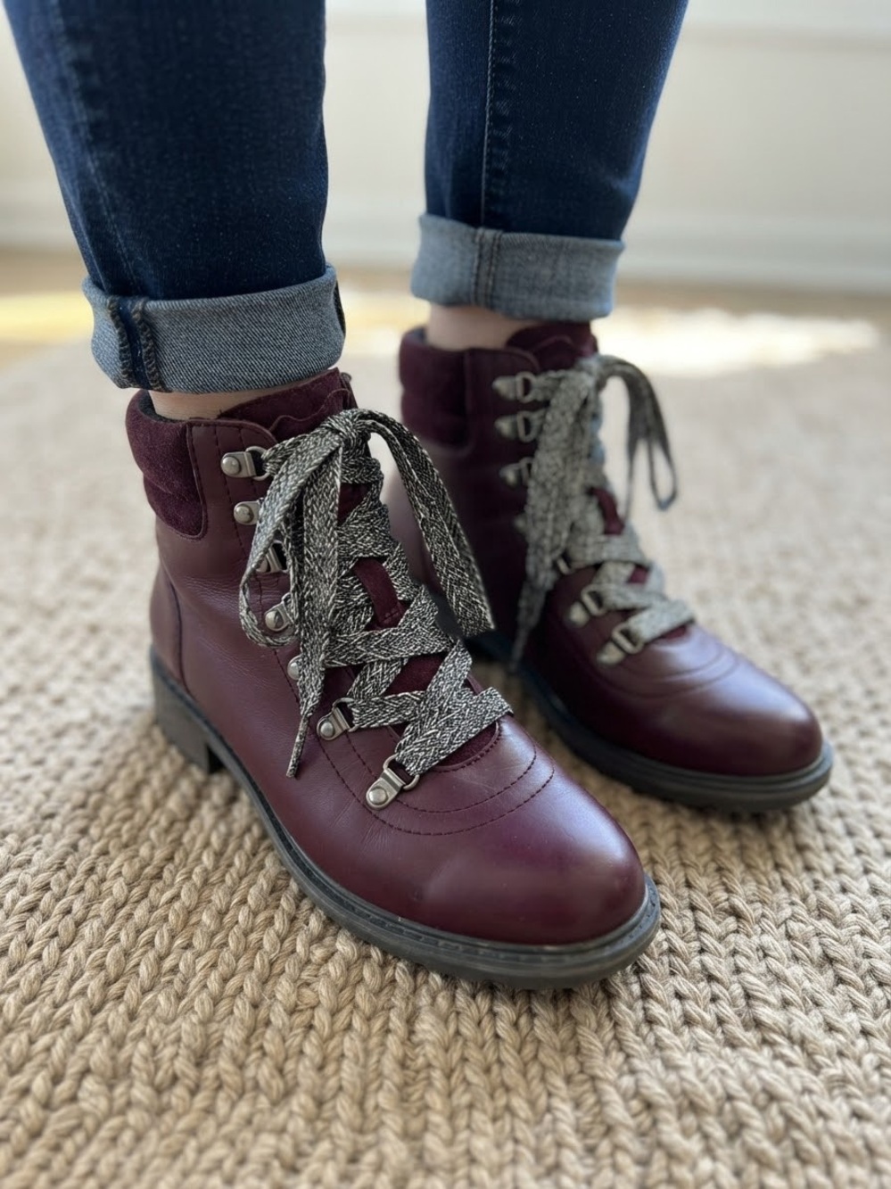 Sam Edelman Wine Lace-Up Hiker Boots size 6 1/2. Getting ready for fall!